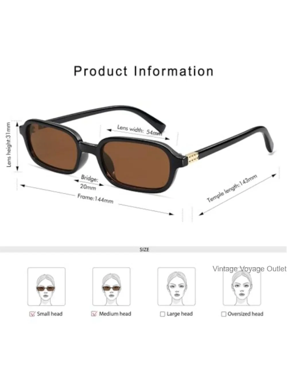 Women's Small Rectangular Retro Sunglasses UV400 Protection 90s Square Vintage